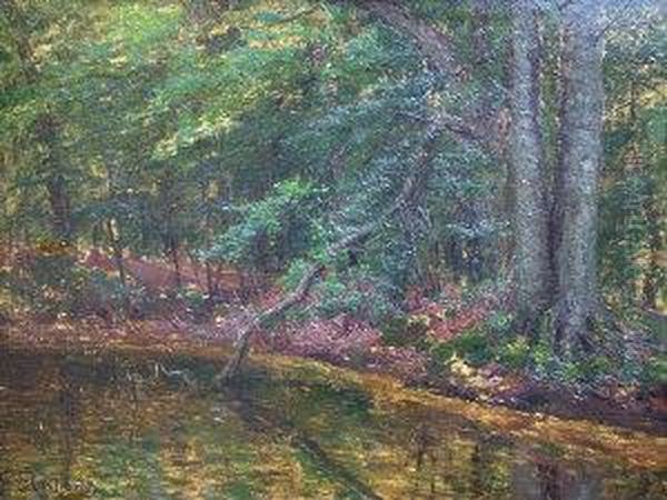 Woodland River Scene Oil Painting by Gertrud Stechow