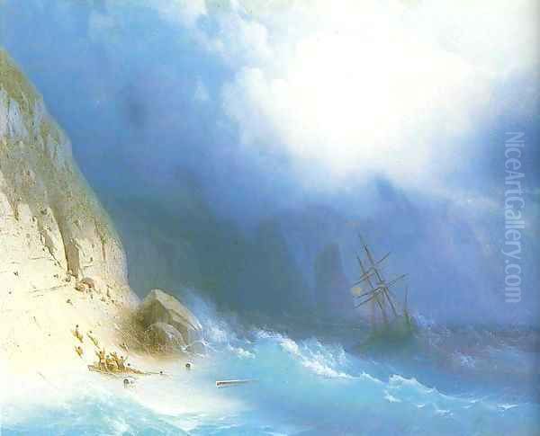 The Shipwreck near rocks Oil Painting by Ivan Konstantinovich Aivazovsky