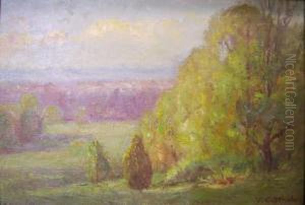 Brown County Autumn Panoramic Landscape Oil Painting by Theodore Clement Steele