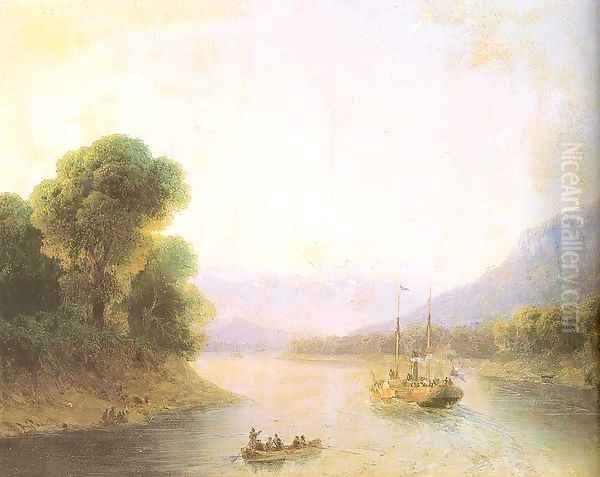 River Rioni Georgia Oil Painting by Ivan Konstantinovich Aivazovsky