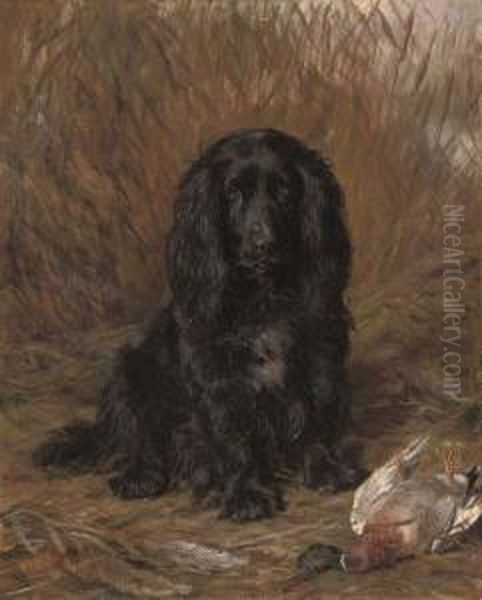 A Well-behaved Spaniel Oil Painting by David George Steell