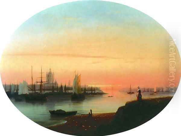 Smolny Convent Sunseat Oil Painting by Ivan Konstantinovich Aivazovsky