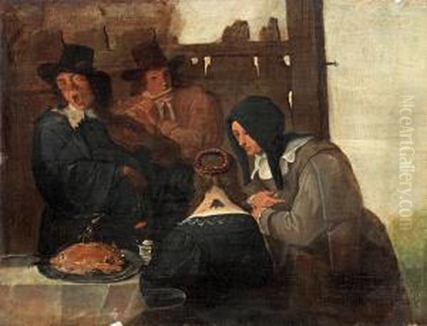 Musicians Having A Feast Oil Painting by Jan Steen