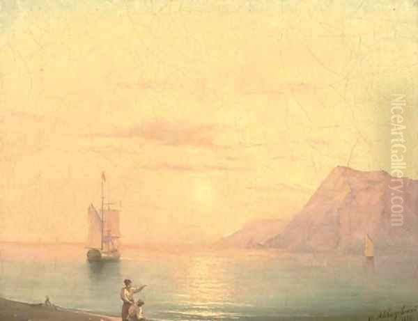 Sunset over the sea Oil Painting by Ivan Konstantinovich Aivazovsky