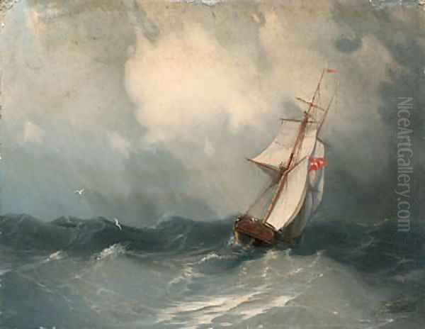 Cutter in choppy Seas Oil Painting by Ivan Konstantinovich Aivazovsky