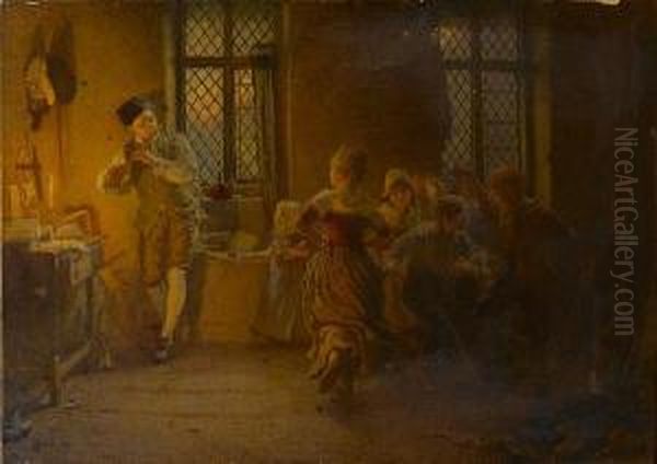 Oliver Goldsmith's Social Gatherings Greenarbour Court 1759 Oil Painting by Henry Reynolds Steer