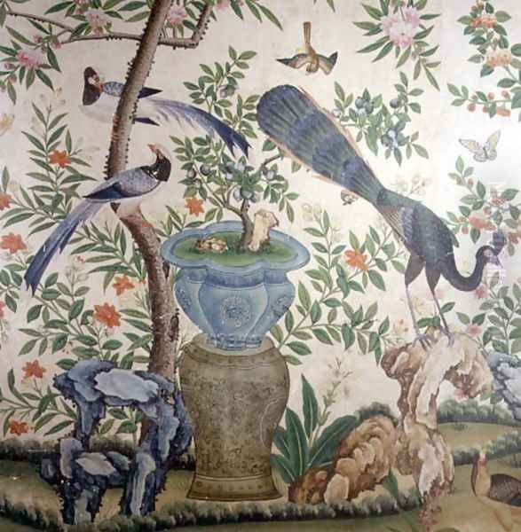 Bird Wallpaper, c.1840 (2) Oil Painting by Anonymous Artist