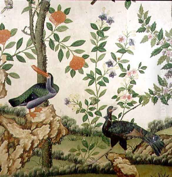 Bird Wallpaper, c.1840 (1) Oil Painting by Anonymous Artist