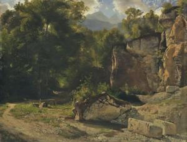 Waldweg Oil Painting by Johann Gottfried Steffan