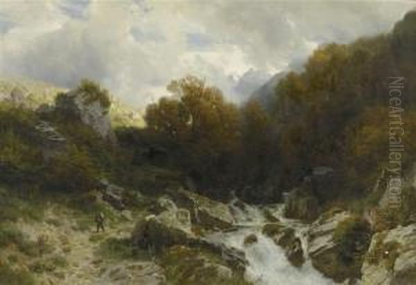 Late Autumn In St.gallen Alps Oil Painting by Johann Gottfried Steffan