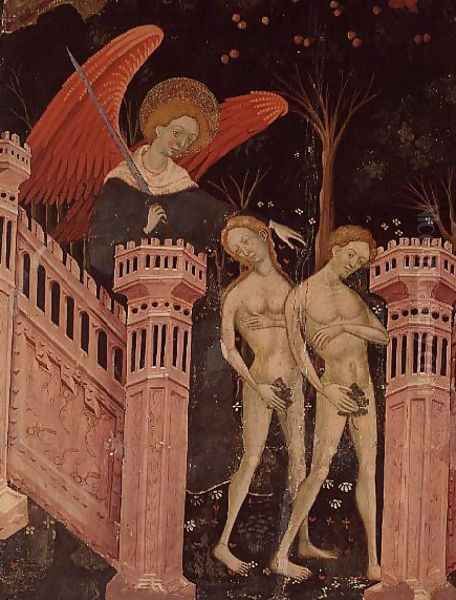 Adam and Eve banished from Paradise (14th century) Oil Painting by Anonymous Artist