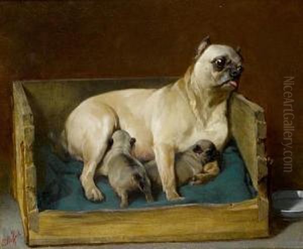 The New Litter Oil Painting by Carl Constantin Steffeck