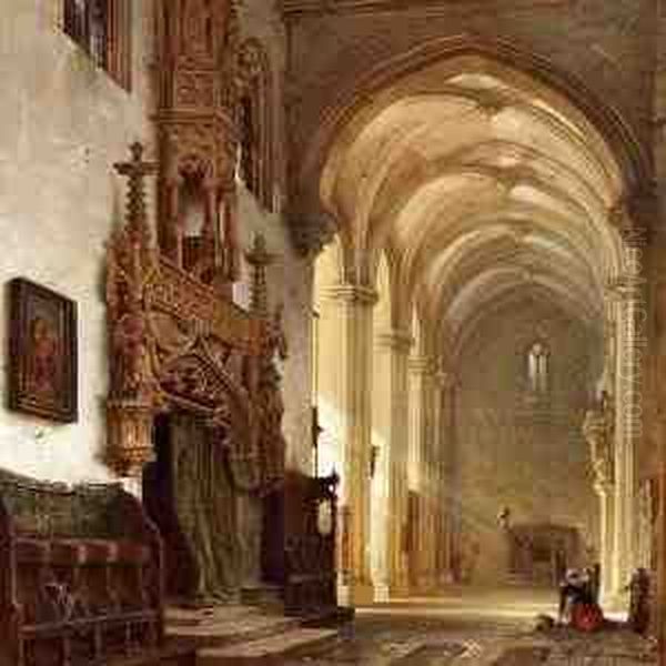 View Of The Lorenzkirche In Nurnberg Oil Painting by Franz Stegmann