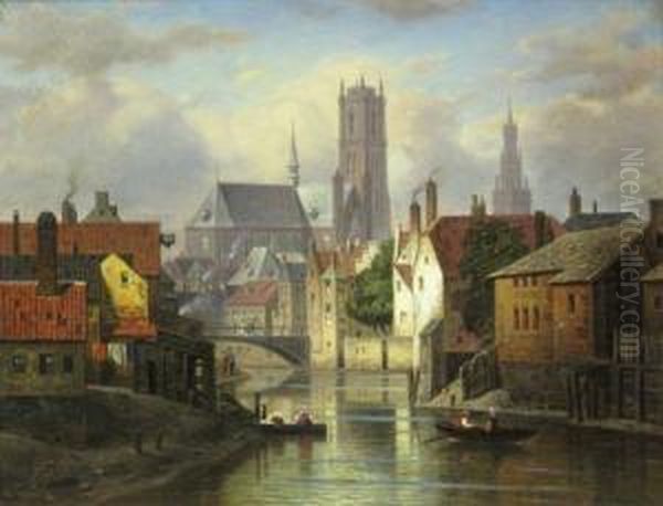 Motiv In Gent Oil Painting by Franz Stegmann