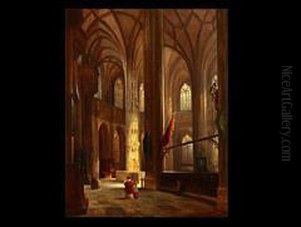 Die Lorenzkirche In Nurnberg Oil Painting by Franz Stegmann