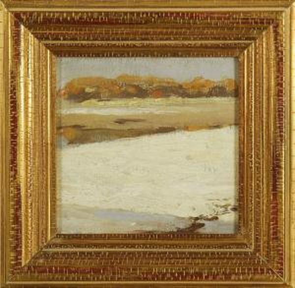 Winter Landscape, Probably Long Island Oil Painting by Caroline Stehlin