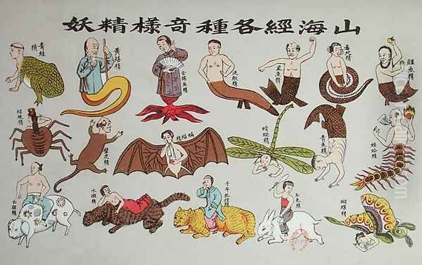 Various reincarnations of the soul in animal forms, reproduced in 'Recherche sur les superstitions en Chine', 1911 Oil Painting by Anonymous Artist