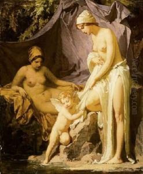 Bathing Oil Painting by Janos Gabriel Stein