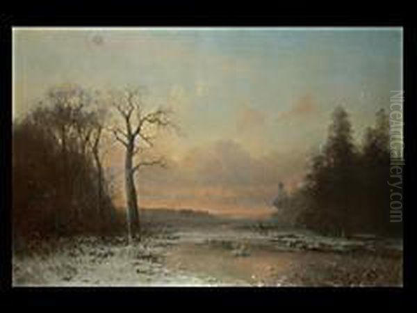 Winterlandschaft Oil Painting by Anton Victor Alex. Steinbach