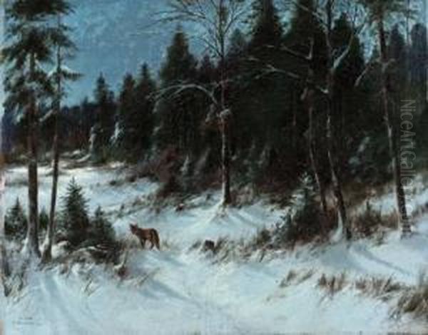 Fuchs Im Winterwald Oil Painting by Alexander Steinbrecht