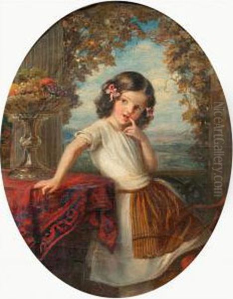 Portrait Eines Kleinen Madchens Oil Painting by Edouard Steinbruck