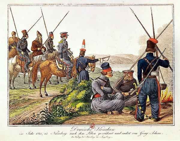 Don Cossacks in 1814 Oil Painting by Anonymous Artist