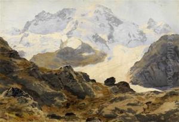 View Of The Breithorn And The Small Matterhorn Oil Painting by Leonhard Steiner