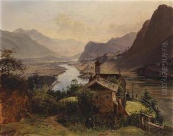 Circle View Into The Valley Oil Painting by Franz II Steinfeld