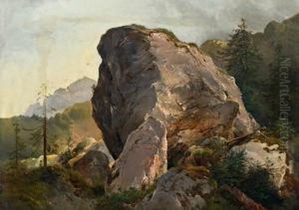 Zwei Maler Im Gebirge Oil Painting by Franz II Steinfeld