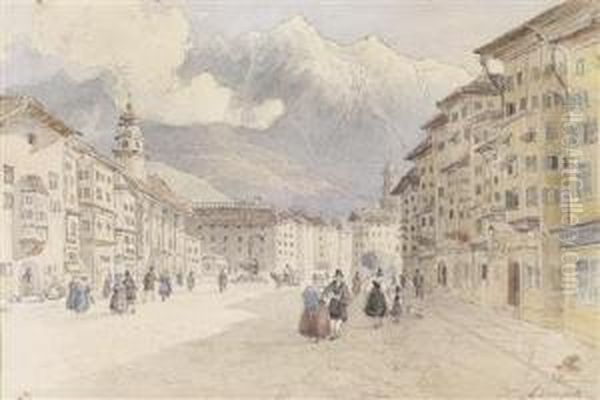 Diemaria-theresien-strasse In Innsbruck Oil Painting by Franz II Steinfeld