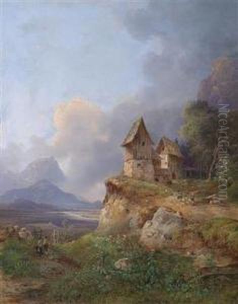 Open Landscape In The Salzkammergut Oil Painting by Wilhelm Steinfeld