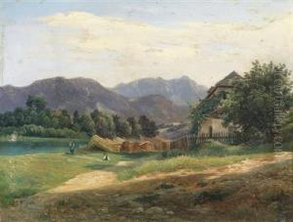 A Mountainous Region Oil Painting by Wilhelm Steinfeld