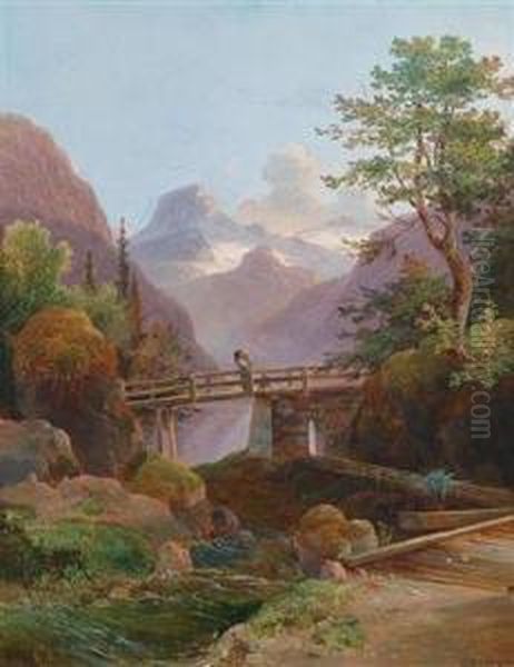 Hochgebirgslandschaft Mit Einer Mutter Und Ihrem Kind Oil Painting by Wilhelm Steinfeld