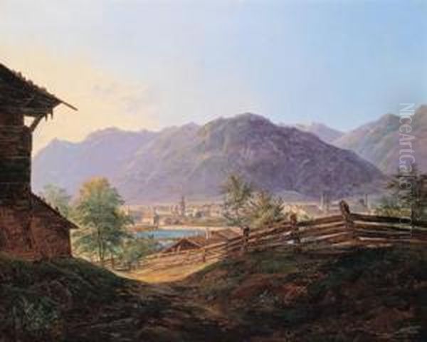 Blick Auf Hall In Tirol Oil Painting by Wilhelm Steinfeld