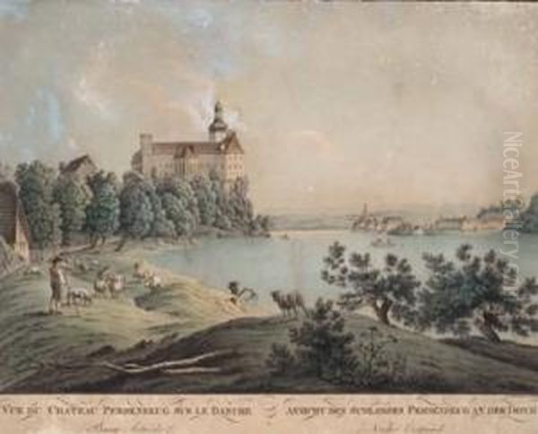 Ansicht Des Schlosses Persenbeug An Der Donau Oil Painting by Joseph Steingrubel