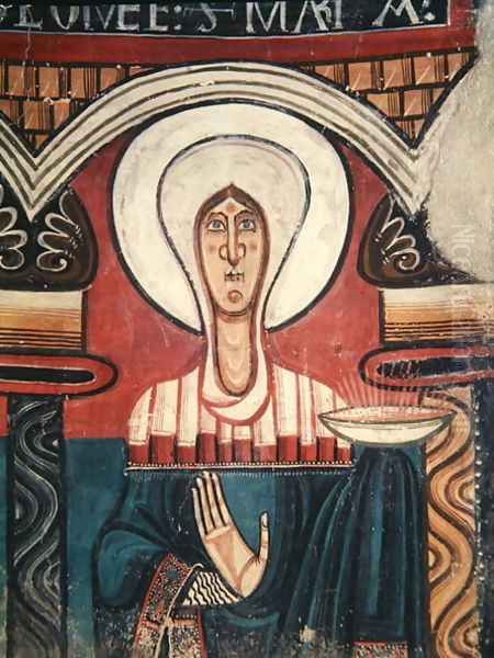 The Virgin Mary, from the Church of San Clemente de Tahull, Lerida Oil Painting by Anonymous Artist