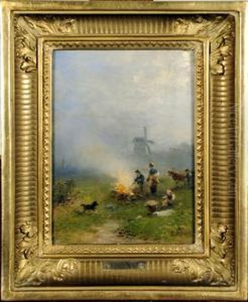 Le Feu De Camp Oil Painting by Heinrich Steinike