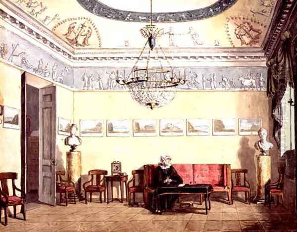 Neo-Classical Sitting Room, 1820 Oil Painting by Anonymous Artist