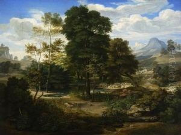 Heroische Landschaft: Oil Painting by Gottlob Friedrich Steinkopf