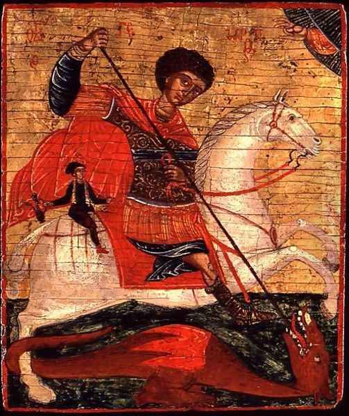 Icon of St. George and the Dragon Oil Painting by Anonymous Artist