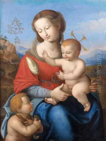 Vierge A L'enfant Avec Jean-baptiste Oil Painting by Jacques De Stella