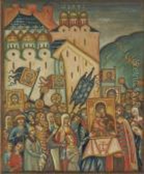 The Feast Of Orthodoxy Oil Painting by Dimitri Semenovich Stelletsky