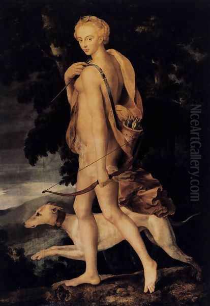 Diana Huntress 1550-60 Oil Painting by Anonymous Artist