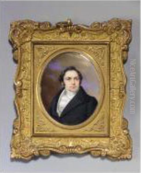 A Miniature Of A Gentleman Oil Painting by Carl Ferdinand Stelzner