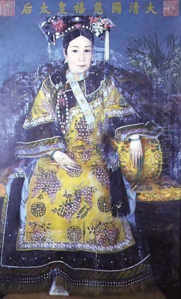 Portrait of the Empress Dowager Cixi (1835-1908) (2) Oil Painting by Anonymous Artist