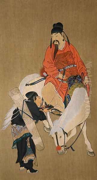 Wen Cheng Hsing, god of luck, illustration published in 'The Kokka' magazine, Japan, 1900-01 Oil Painting by Anonymous Artist