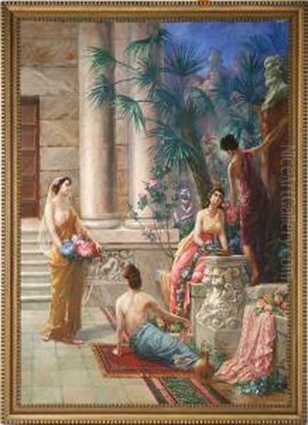 Orientalisk Palatsgard Med Blomsterflickor Oil Painting by Georgii Avgusto Stenberg