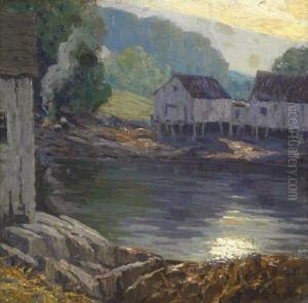 New England Landscape Oil Painting by George J. Stengel