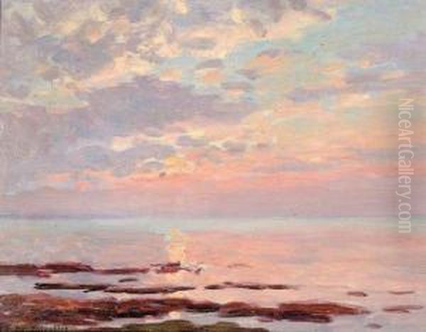 Marine Au Crepuscule Oil Painting by Alphonse Stengelin