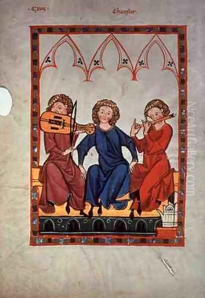 Musicians, from the Manasse Codex, a collection of courtly love songs, c.1300-20 Oil Painting by Anonymous Artist